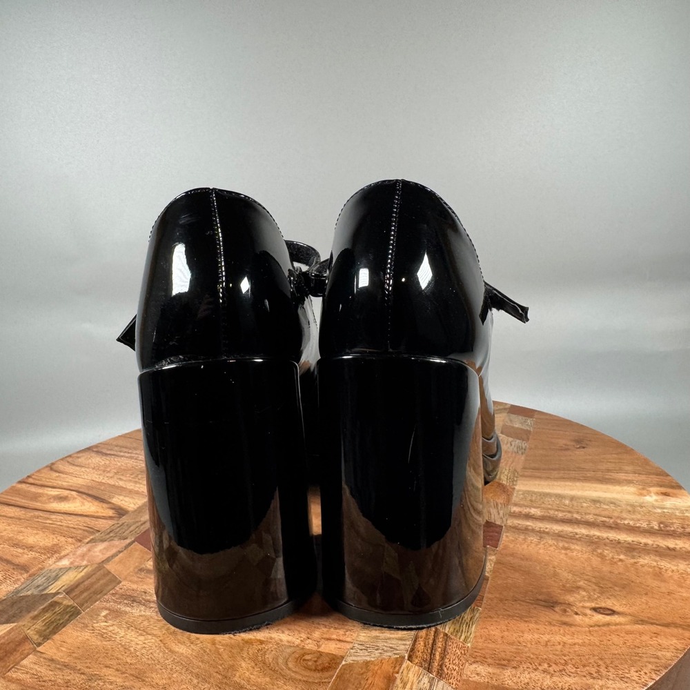 Steve Madden NYLO Platform Mary Jane Heels Black Patent Chunky Block Heel Sz 6 - Picture 4 of 8